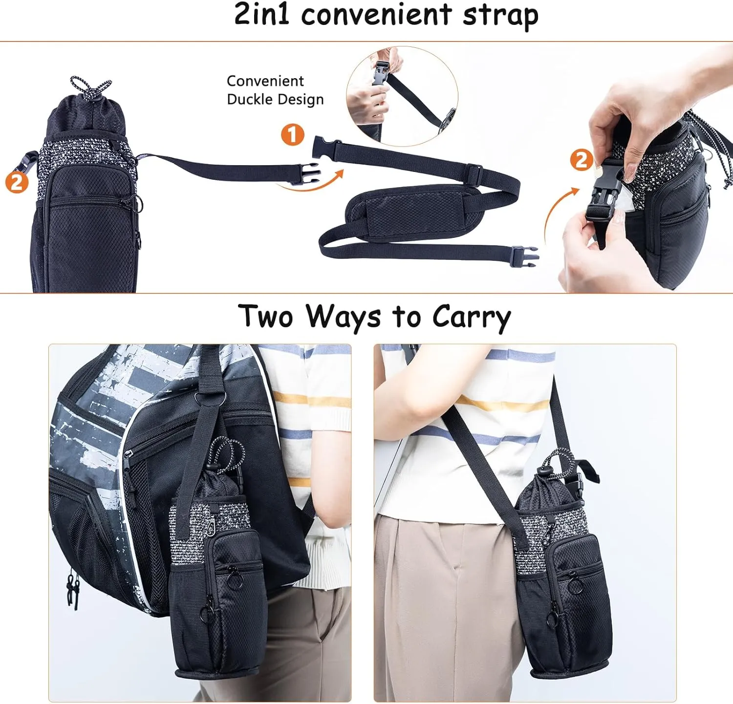 Water Bottle Holder with Strap, Water Bottle Carrier Bag