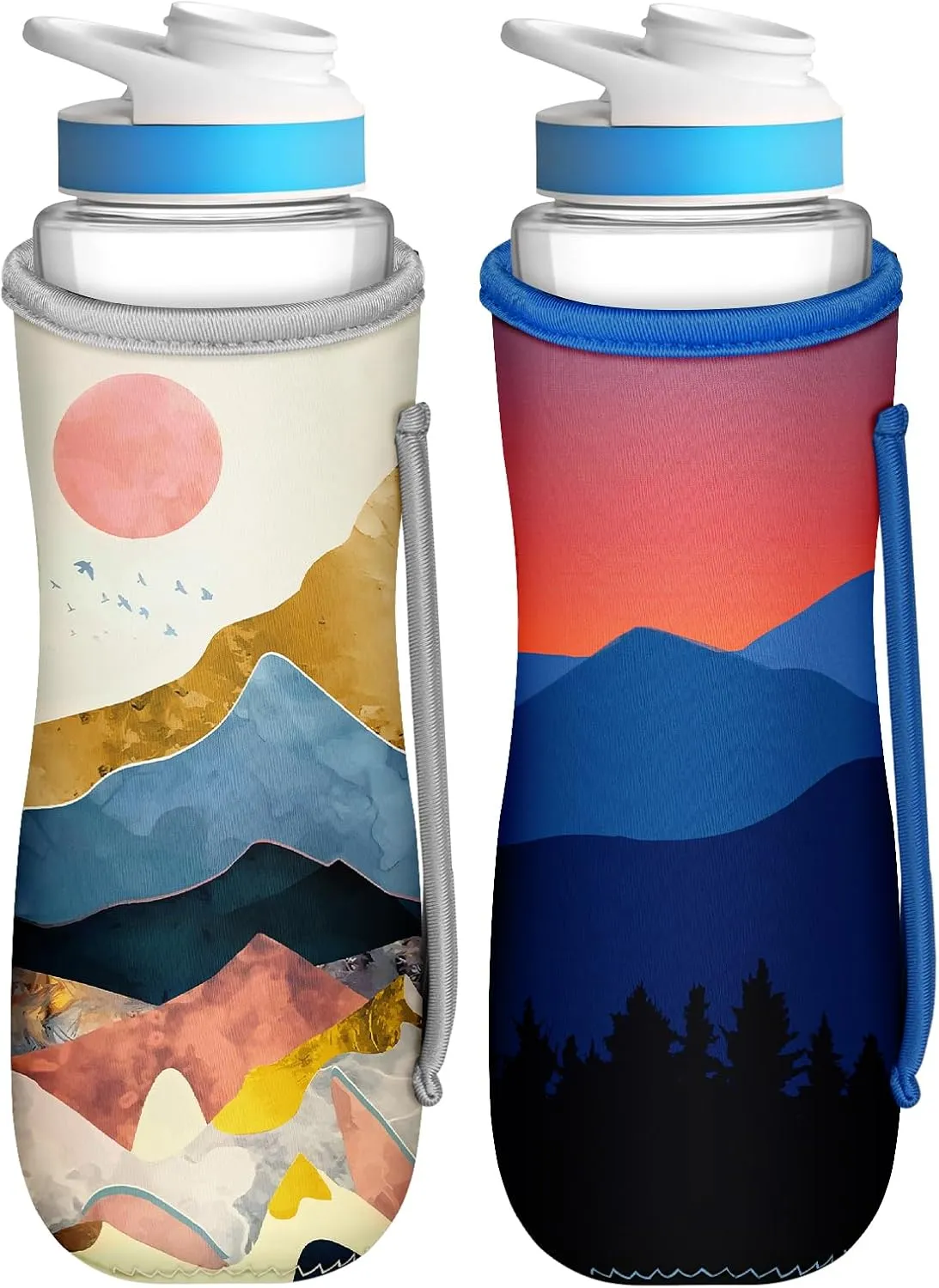 Water Bottle Sleeve for Cirkul 22 oz - 2 Pack Bottles Cover Holder Carrier Bag with Side Handle