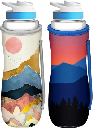 Water Bottle Sleeve for Cirkul 22 oz - 2 Pack Bottles Cover Holder Carrier Bag with Side Handle