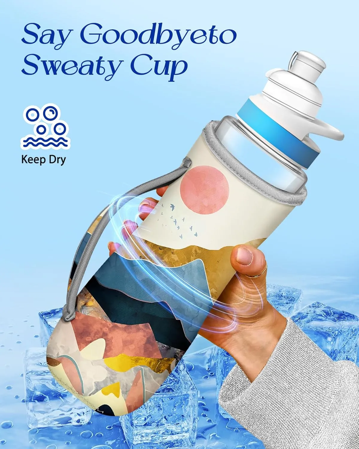Water Bottle Sleeve for Cirkul 22 oz - 2 Pack Bottles Cover Holder Carrier Bag with Side Handle