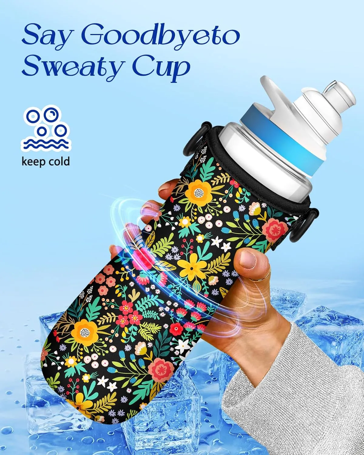 Water Bottle Sleeve for Cirkul 22 oz - Bottles Cover Holder Carrier Bag with Crossbody Shoulder Strap