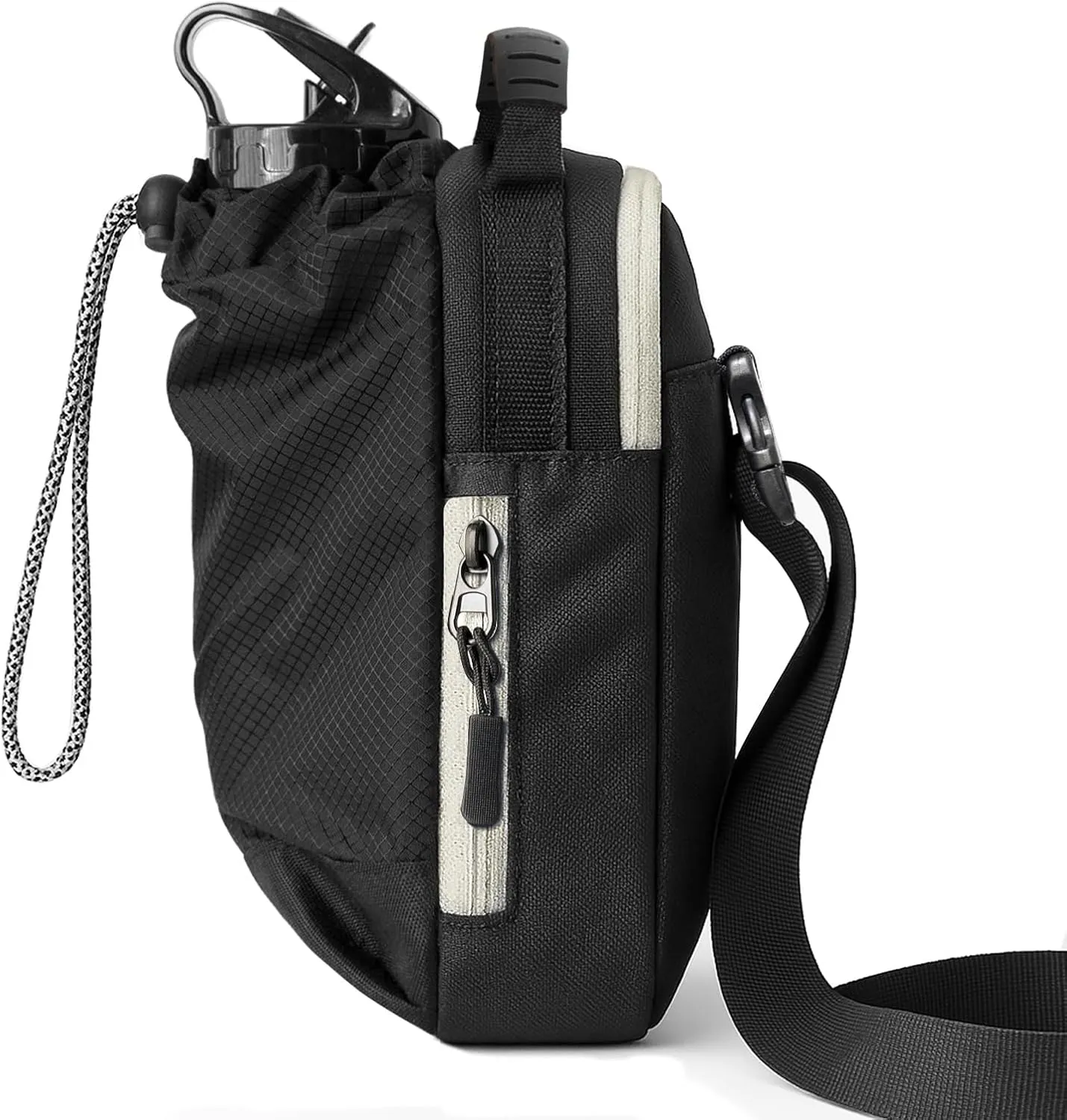 Waterproof Crossbody Bag with Water Bottle Carrier Holder Shoulder Sling Pouch Handle Travel Hiking Daypack