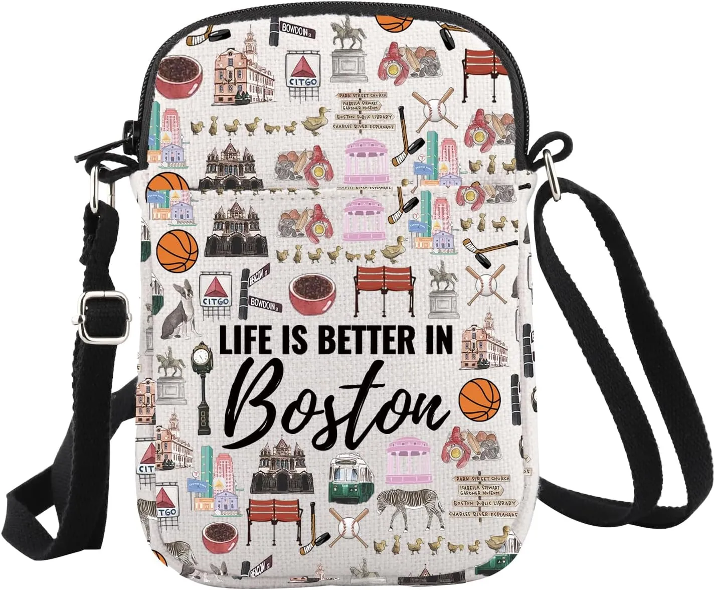 WCGXKO Boston Gift Life Is Better in Boston Crossbody Bag Boston Souvenir Gift Boston Massachusetts Travel Gift