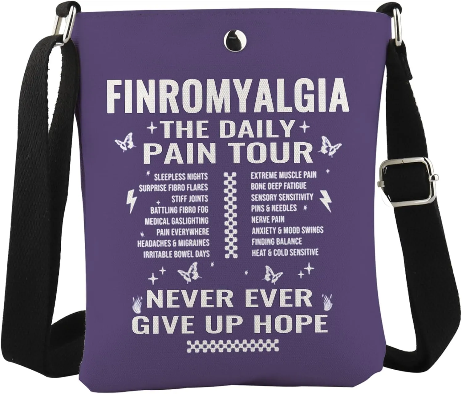 WCGXKO Fibromyalgia Daily Pain Tour Crossbody Bag Chronic Pain Survivor Fibromyalgia Gift Chronic Illness Gift
