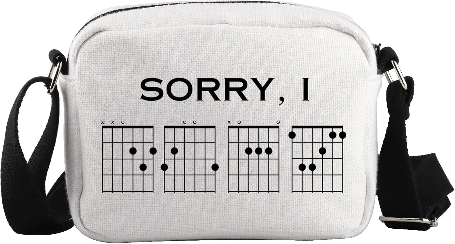 WCGXKO Funny Musician Guitar Chords Crossbody Bag Sorry, I Dgaf Musician Gift Guitarist Guitar Tab Joke Slogan Gift