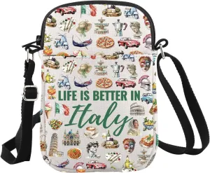 WCGXKO Italy Souvenir Crossbody Bag Italy Travel Gift Italy Culture Gift Italy Trip Gift for Italy Lover