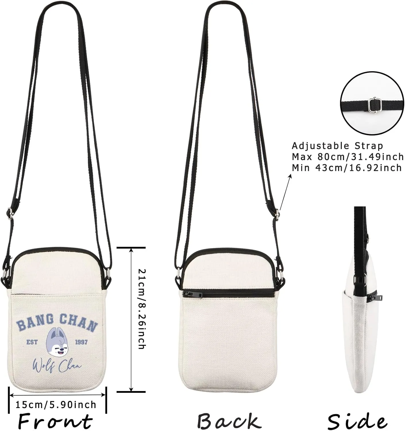 WCGXKO Korean Pop Gift Korean Group Merch Boys Group Est 1999 Dwaekki Crossbody Bag for Pop Music Lover