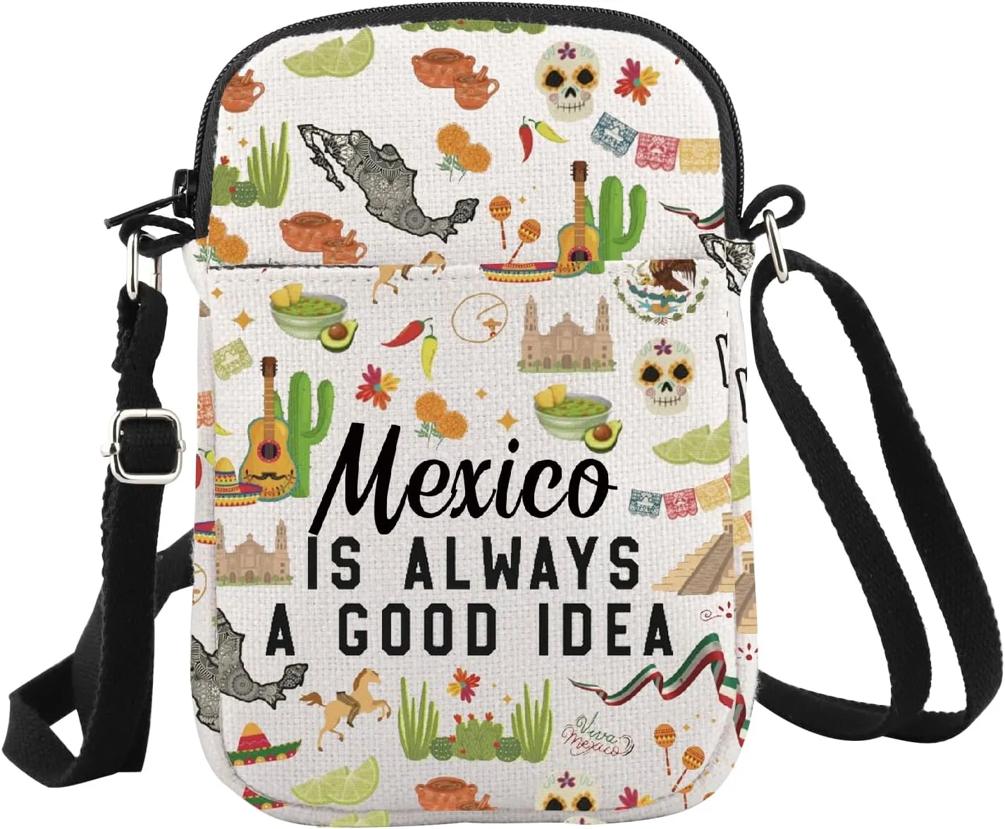WCGXKO Mexico Trip Gift Mexican Gift Mexico Is Always A Good Idea Crossbody Bag Mexico Vacation Travel Gift