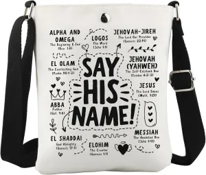 WCGXKO Say His Name Crossbody Bag Name of God Gift Bible Affirmations Gift Yahweh YHWH Gift Retro Christian Gift