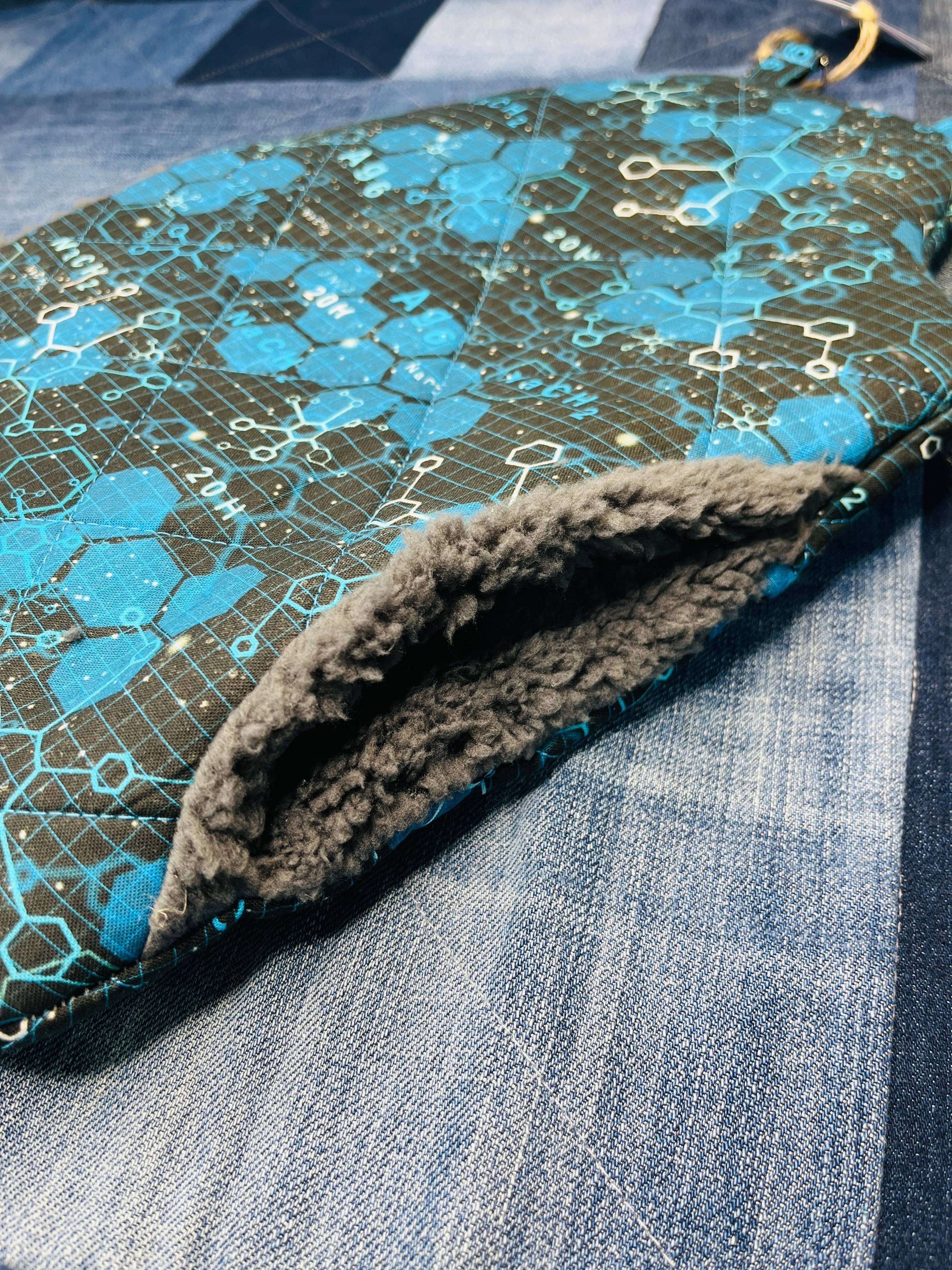 Wearable Hot Water Bottle Cover | Blue Black Science