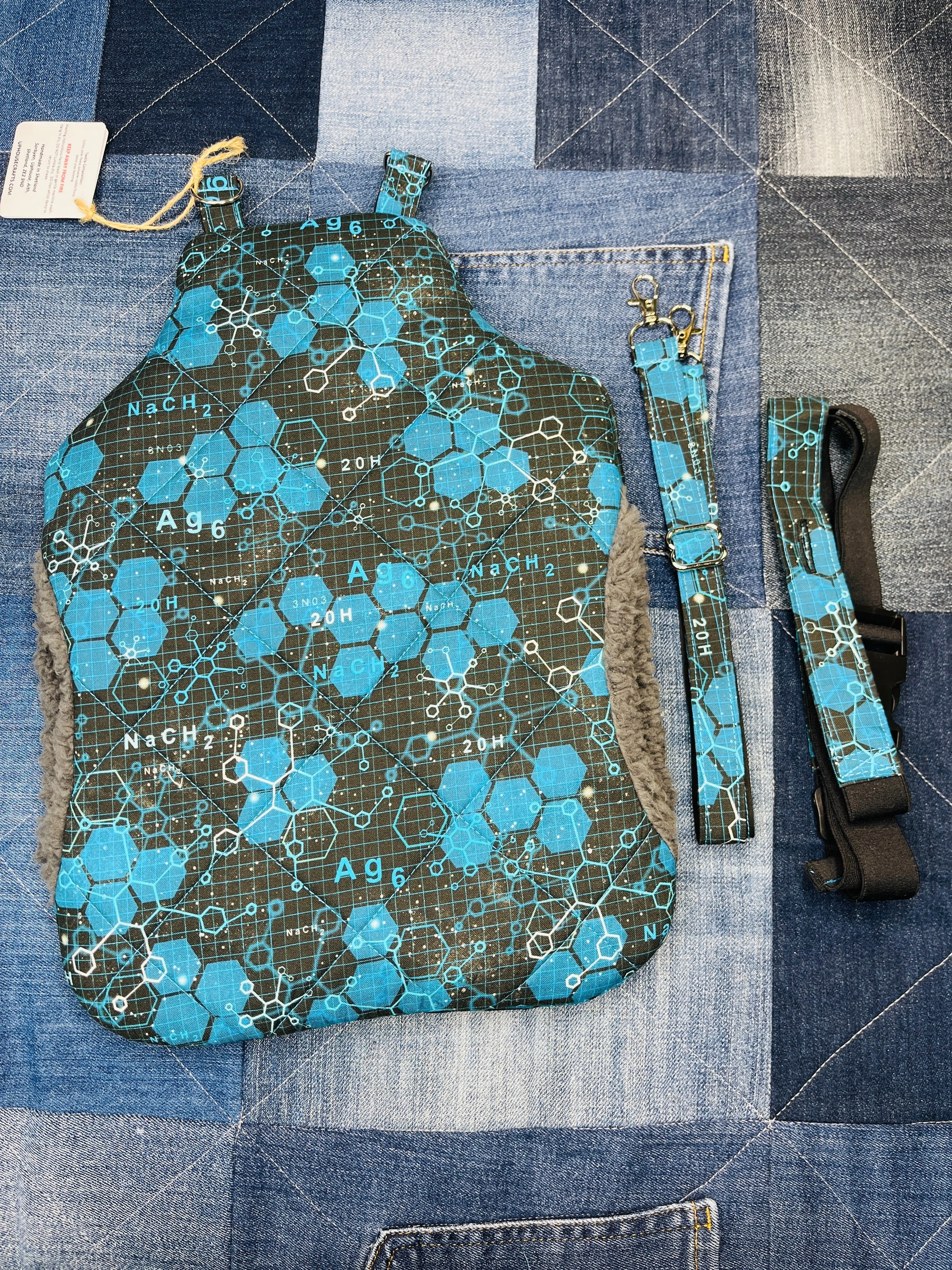 Wearable Hot Water Bottle Cover | Blue Black Science