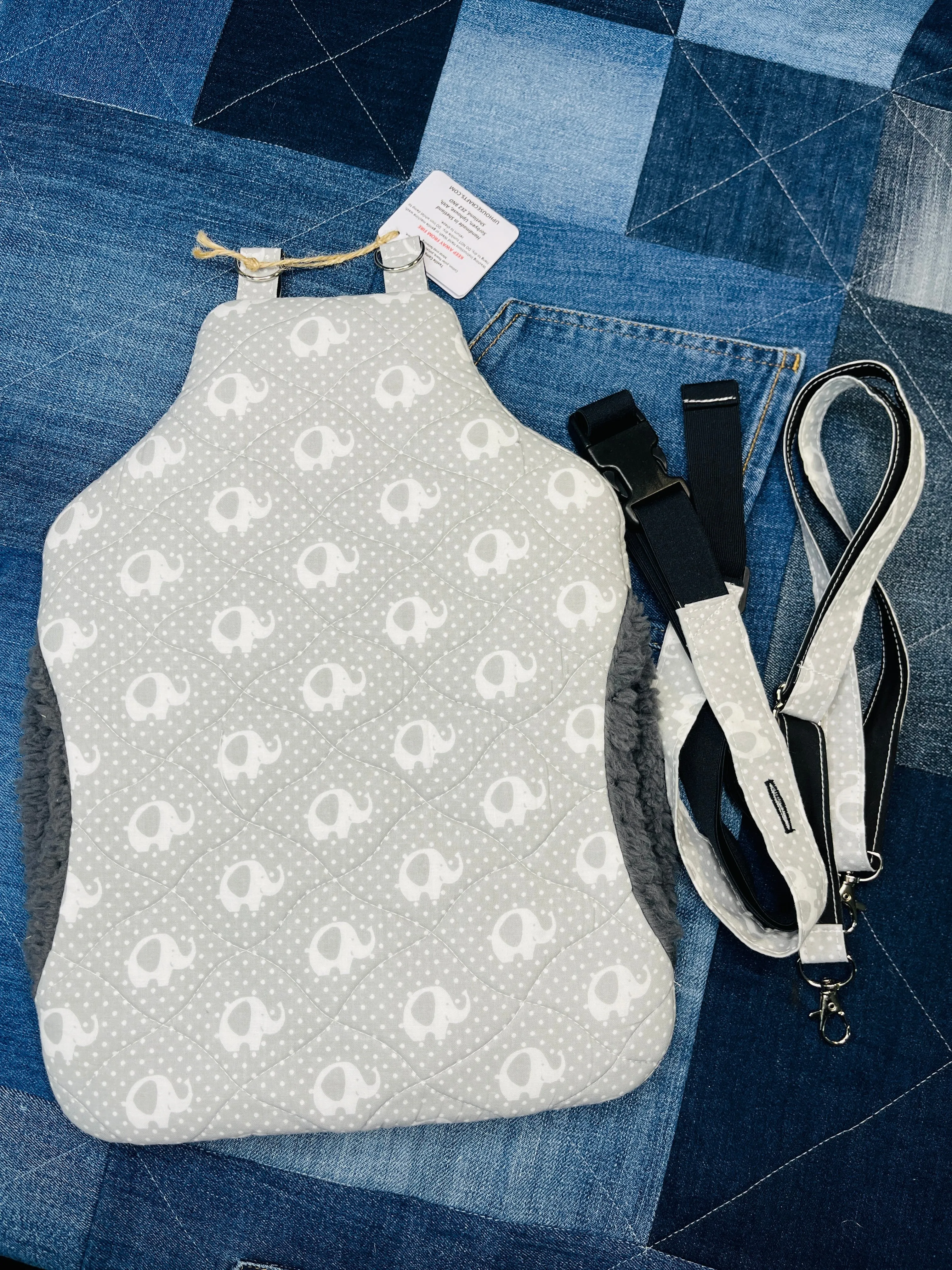 Wearable Hot Water Bottle Cover | Grey & White Elephant