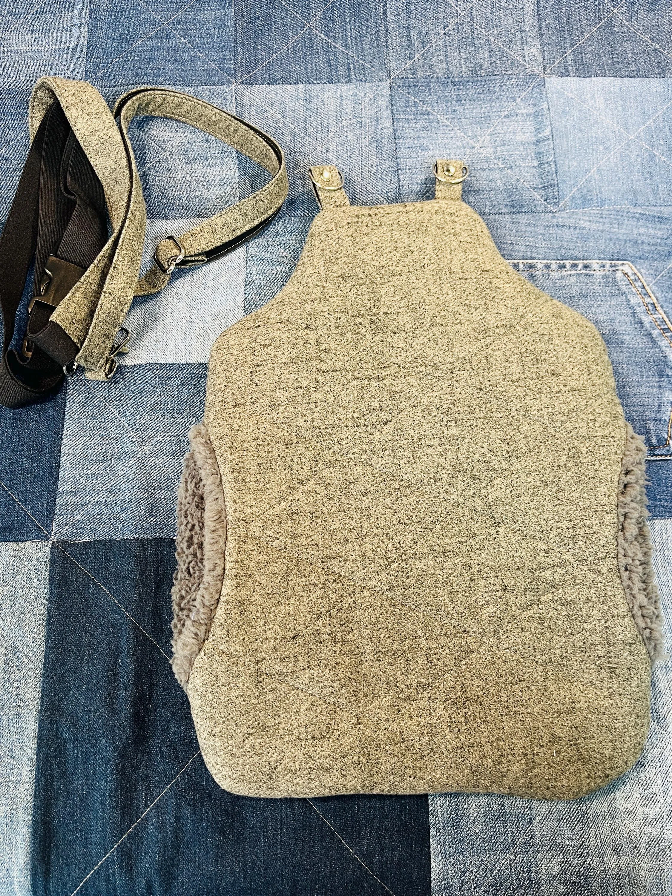 Wearable Hot Water Bottle cover grey faux wool