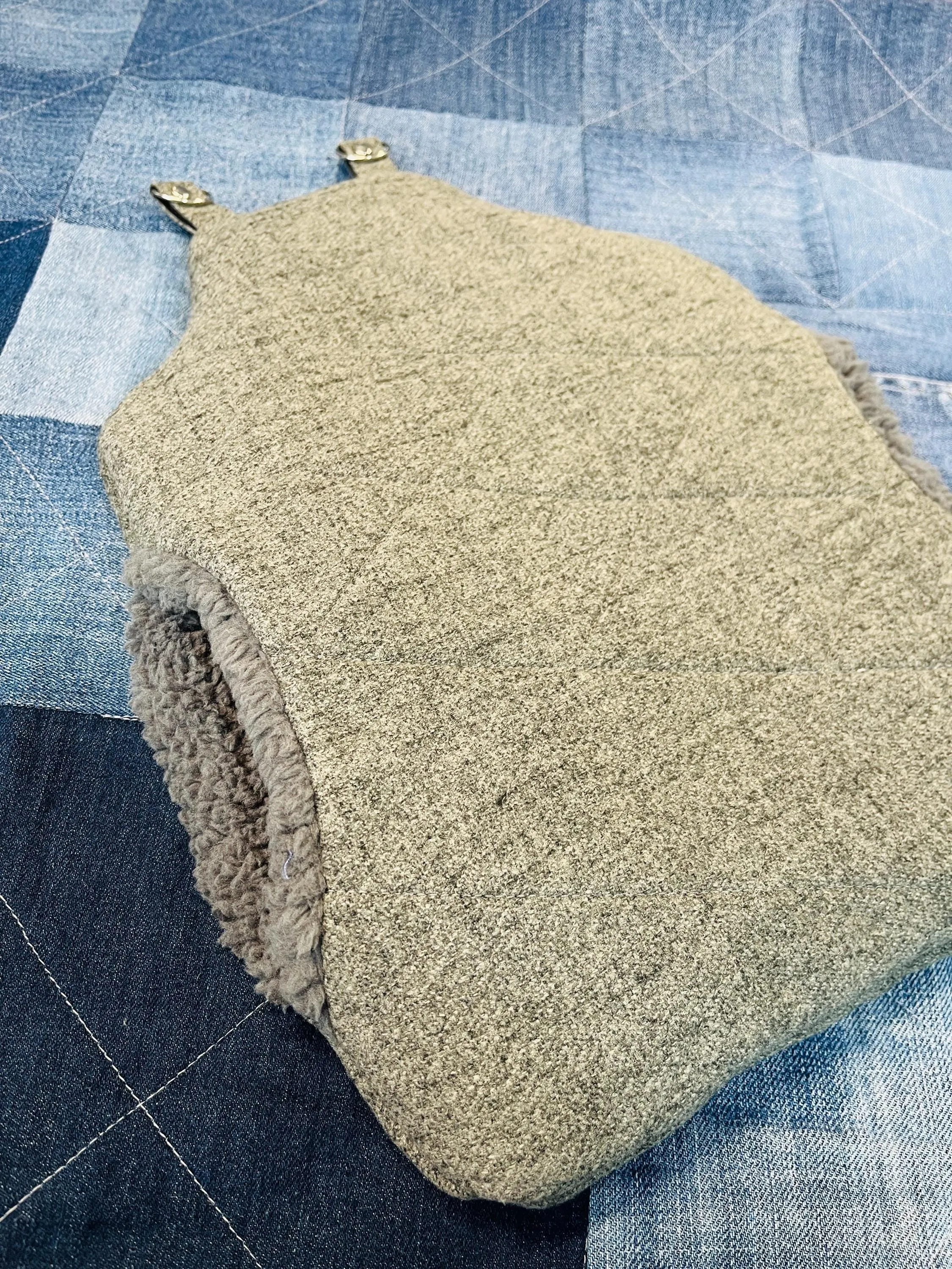 Wearable Hot Water Bottle cover grey faux wool