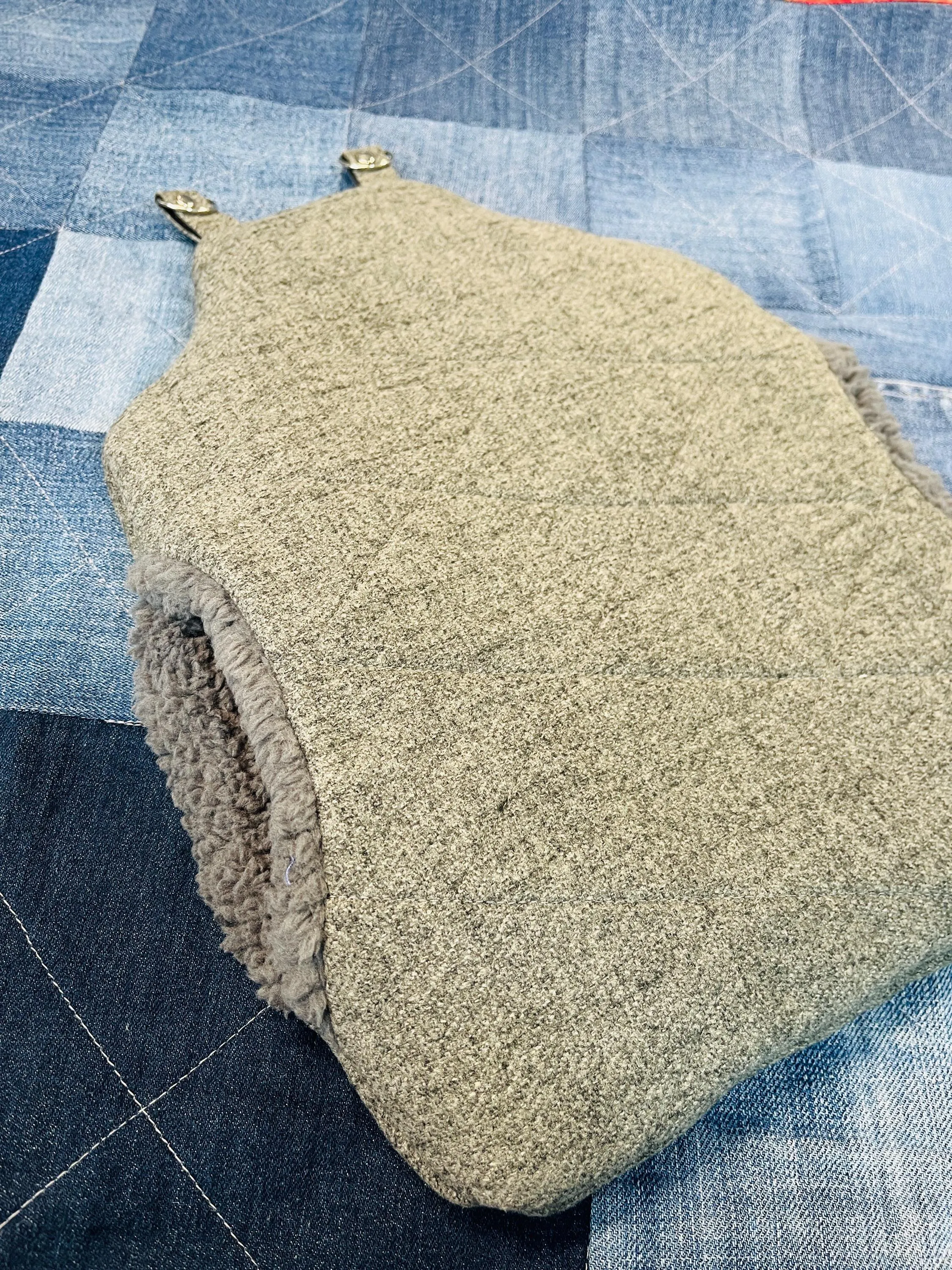 Wearable Hot Water Bottle cover grey faux wool