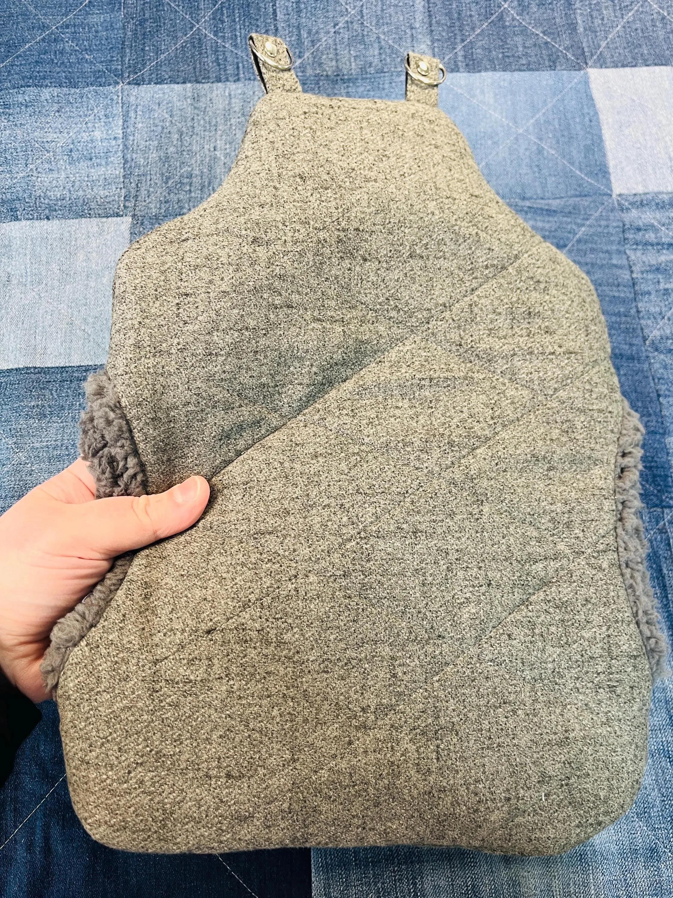 Wearable Hot Water Bottle cover grey faux wool