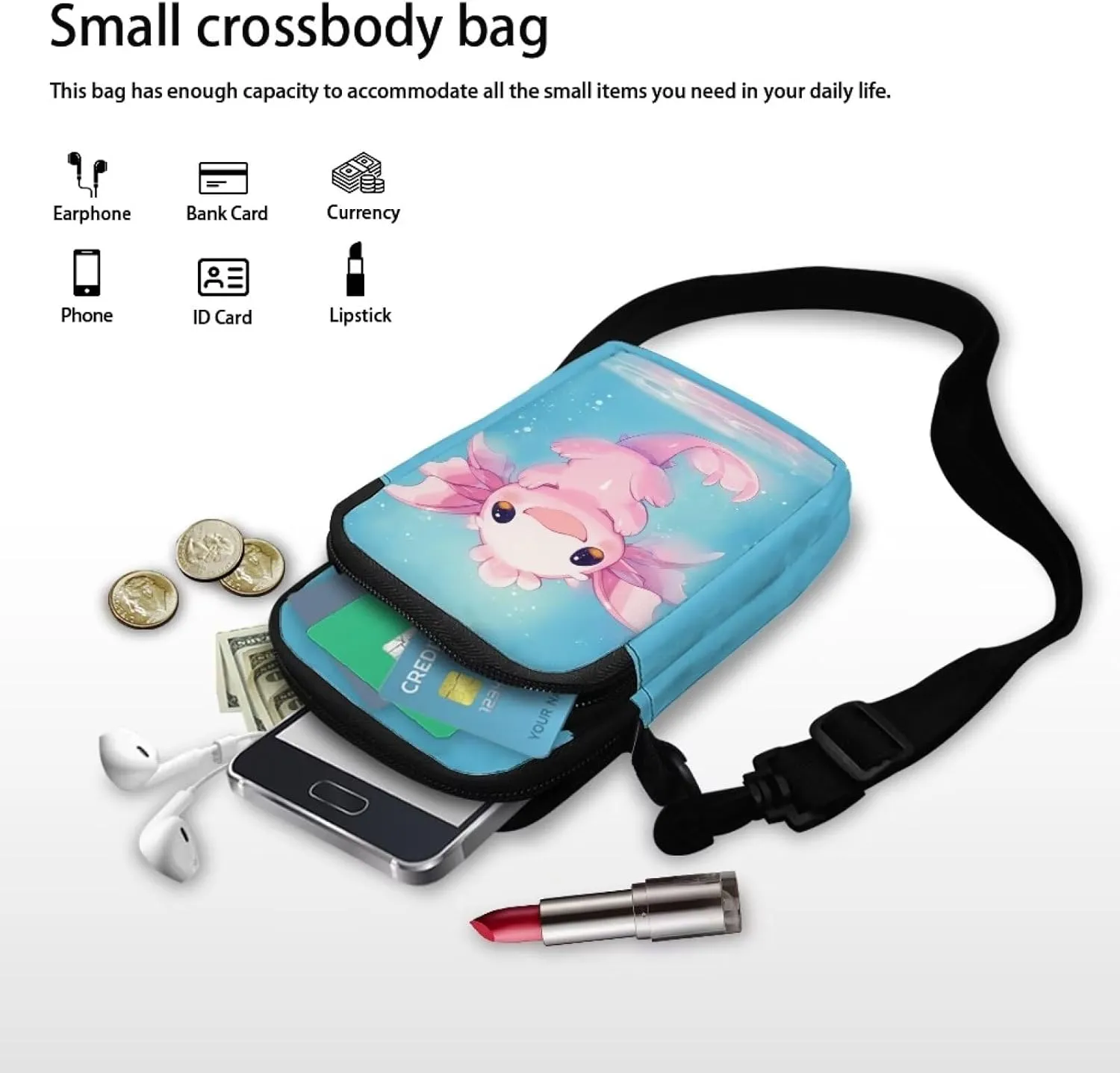 WELLFLYHOM Mini Crossbody Bag Phone Purses Wallet for Women Canvas Messenger Pouch