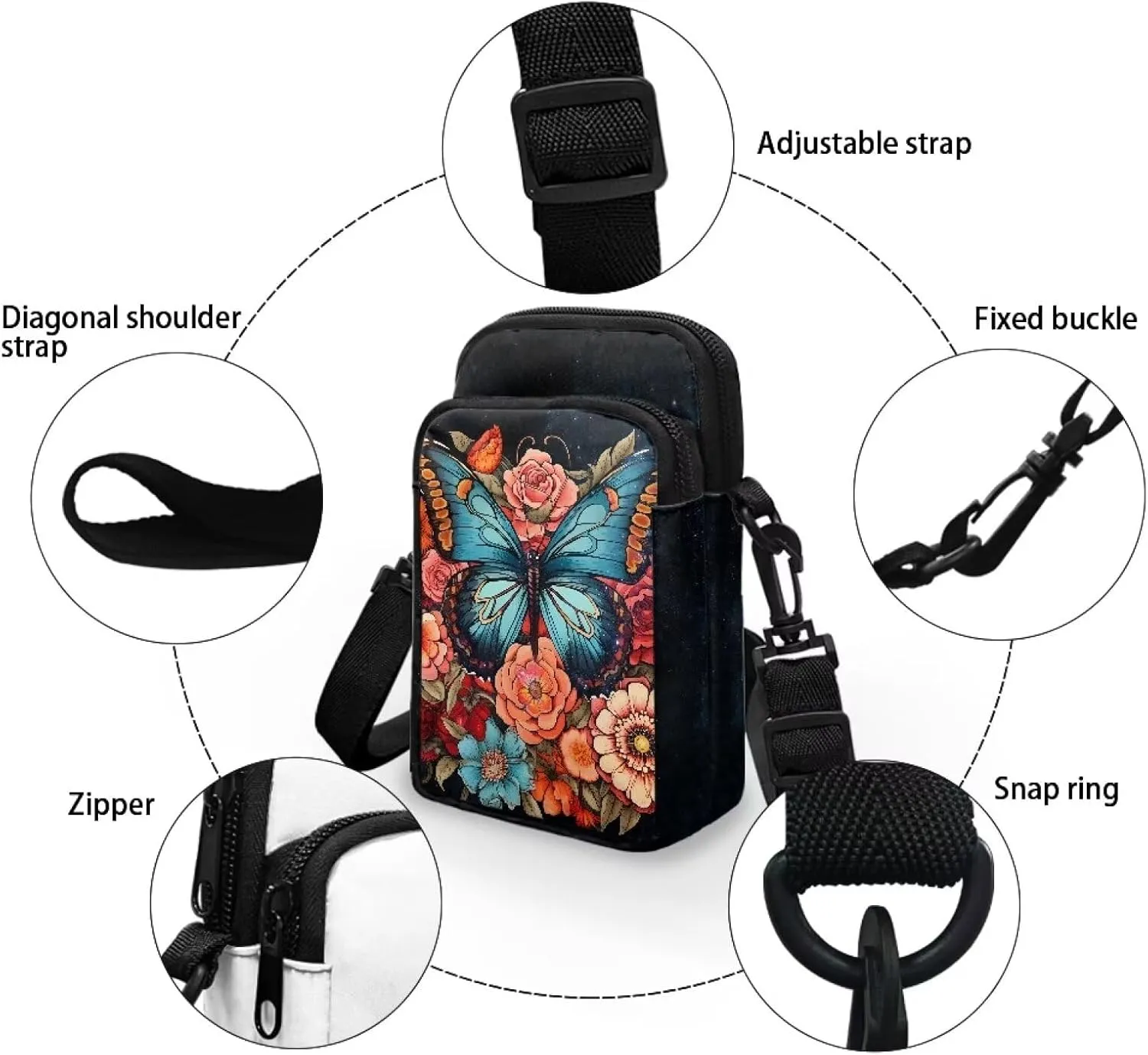 WELLFLYHOM Small Crossbody Bag for Women Phone Purse Messenger Pouch Mini Shoulder Handbag