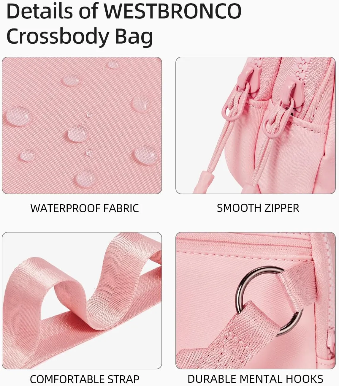 WESTBRONCO Small Crossbody Bags for Women Nylon with Adjustable Strap, Mini Crossbody Purse, Shoulder Bag Traveling Workout