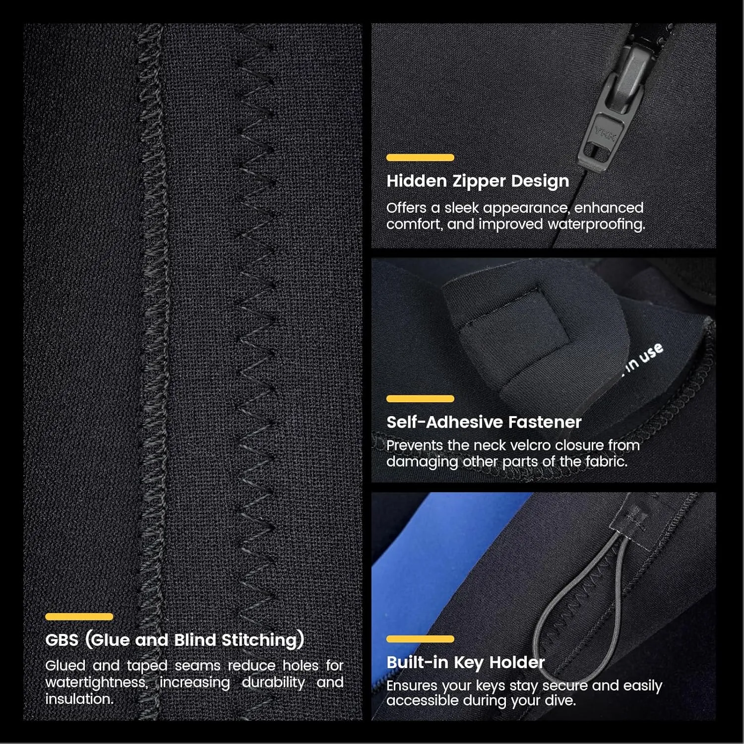 Wetsuit, 5/4mm Upgrade CR Neoprene Wetsuits for Men and Women, Ideal Thermal Wet Suit in Cold Water, Front Zip for Surfing Snorkeling Diving Swimming