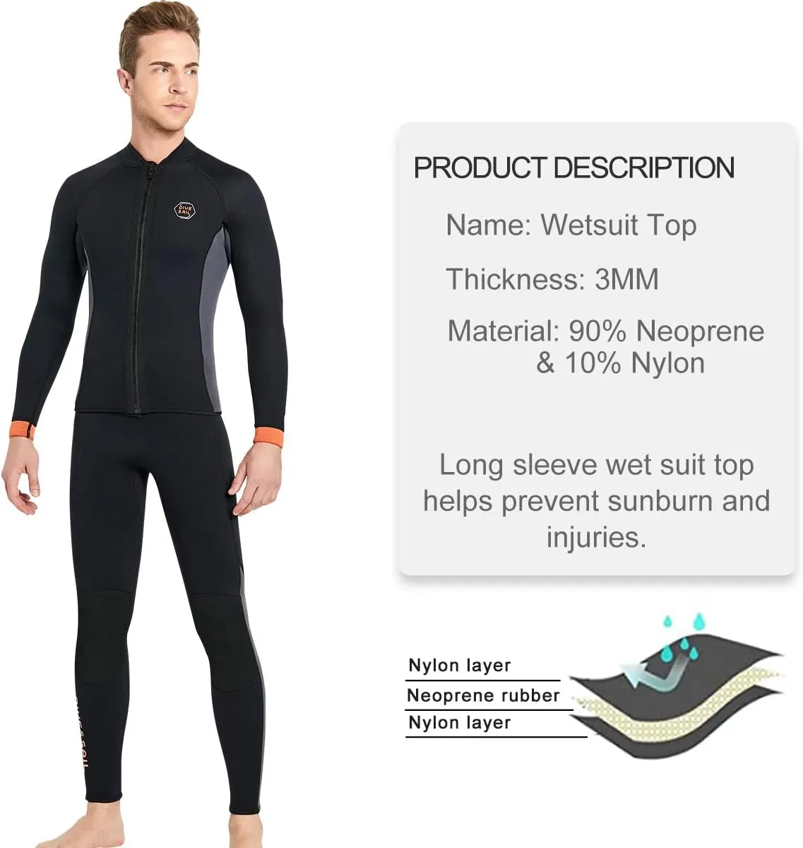 Wetsuit Pants Wetsuit Tops 3mm Neoprene Tops Pants Men and Women Surfing Pants Jacket Keep Warm for Diving Surfing Swimming Snorkeling Scuba Kayaking Pants