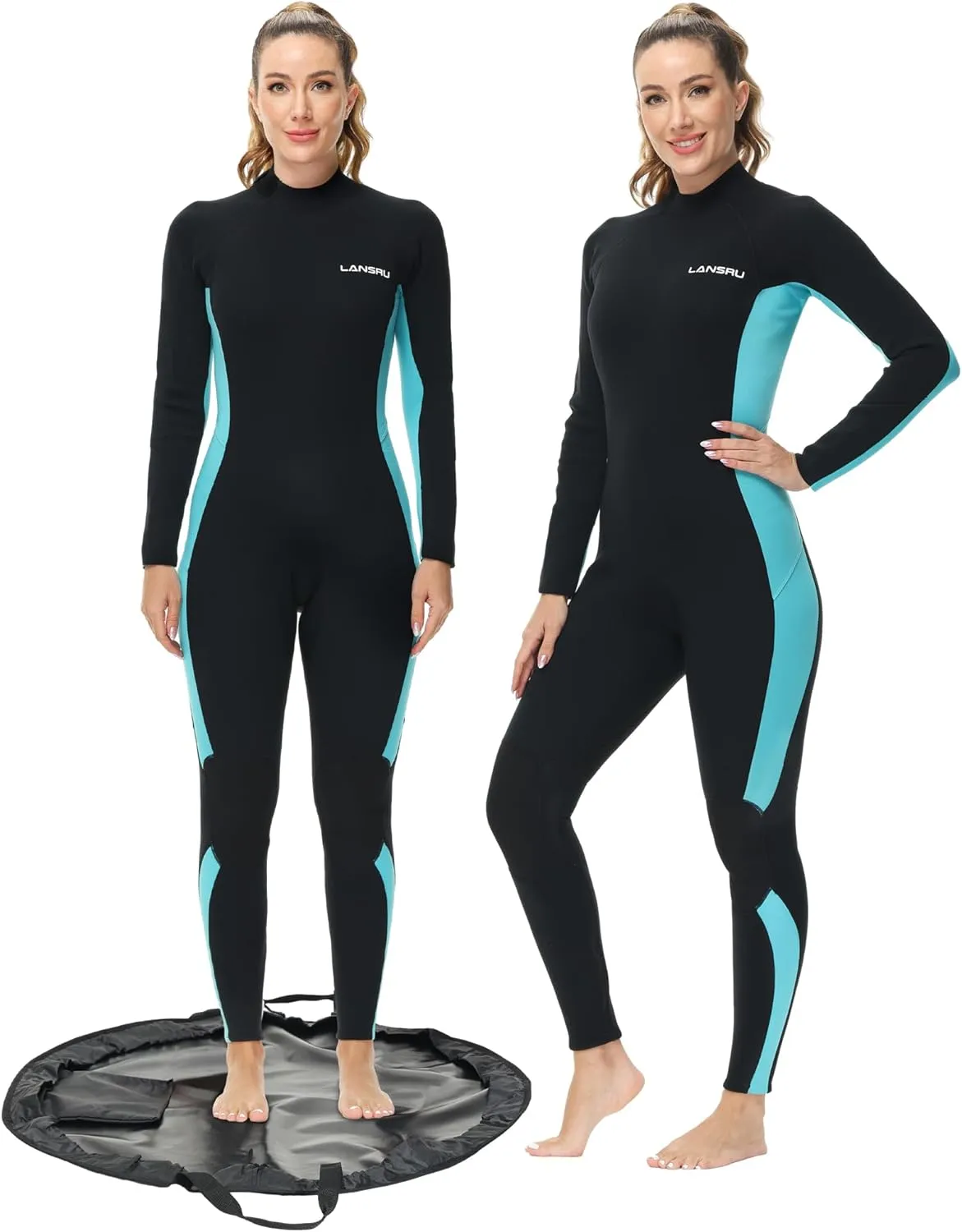 Wetsuits with Waterproof Changing Mat Bag, Upgrade CR Neoprene 3/2mm Full Suits, Ideal Thermal Diving Suit in Cold Water, Back Zip for Surfing Snorkeling Diving Swimming