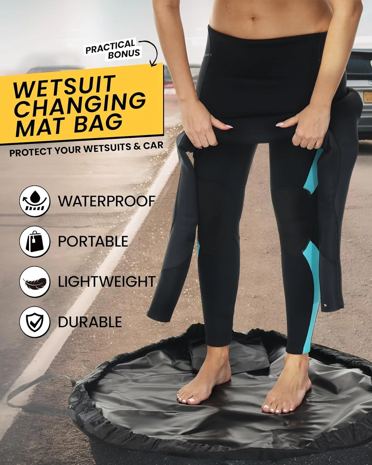 Wetsuits with Waterproof Changing Mat Bag, Upgrade CR Neoprene 3/2mm Full Suits, Ideal Thermal Diving Suit in Cold Water, Back Zip for Surfing Snorkeling Diving Swimming