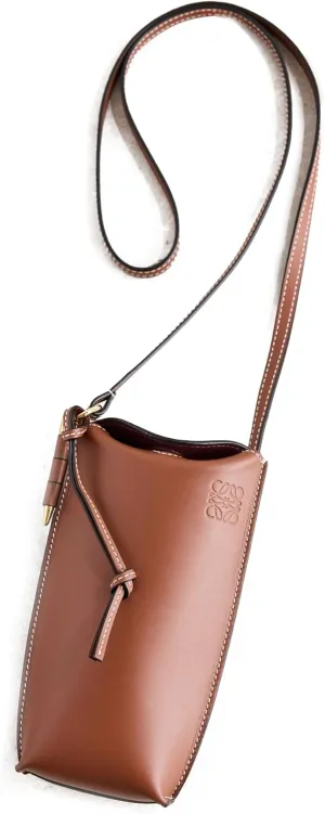 WHAT GOES AROUND COMES AROUND Women's Pre-Loved Loewe Brown Calfskin Gate Pocket Bag