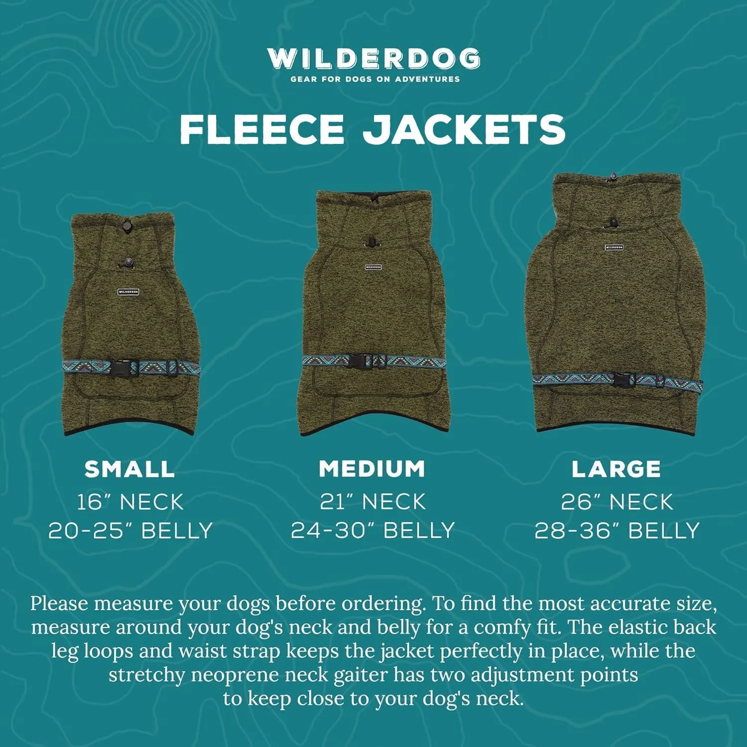 Wilderdog Fleece Dog Jacket with Neoprene Neck Gaiter - Small - Pacific Blue