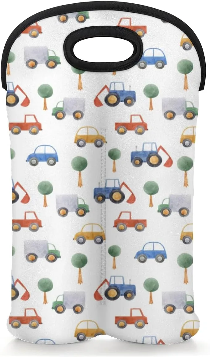 Wine Gifts for Women Men Excavating Machinery Truck Wine Bottle Tote Bag Wine Carrire Protector Travel Picnic Acccessories Gifts Holds 2 Bottles