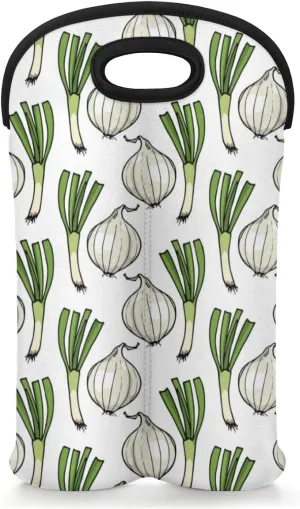 Wine Gifts for Women Men Garlic Onion Wine Bottle Tote Bag Wine Carrire Protector Travel Picnic Acccessories Gifts Holds 2 Bottles