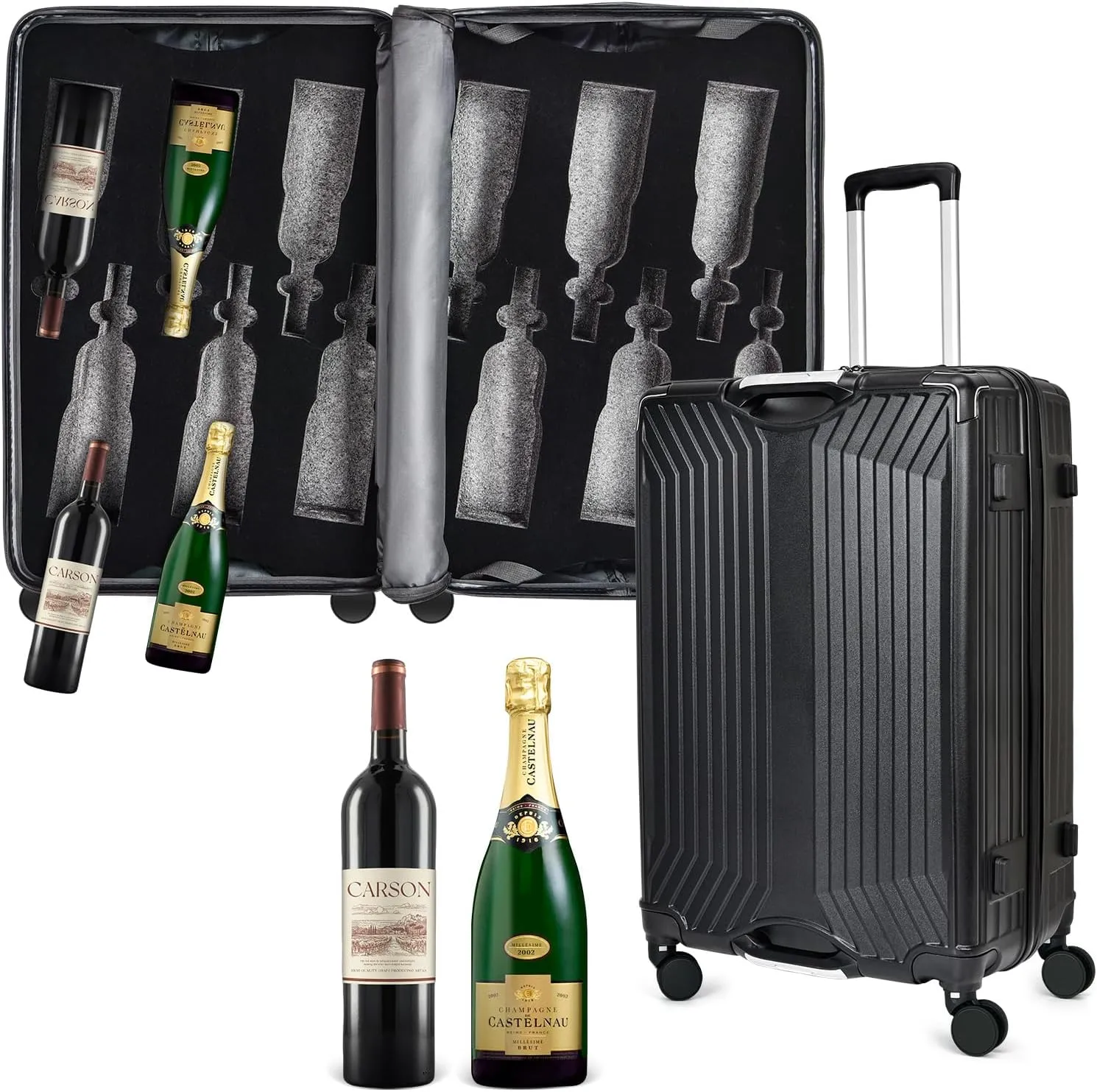 Wine Suitcase for Flying, TSA Approved wine suitcase for airplanes 12 bottle, wine luggage for airplane travel Bottle Suitcase for Airplane Travel Liquor Carry Waterproof Design (Black)