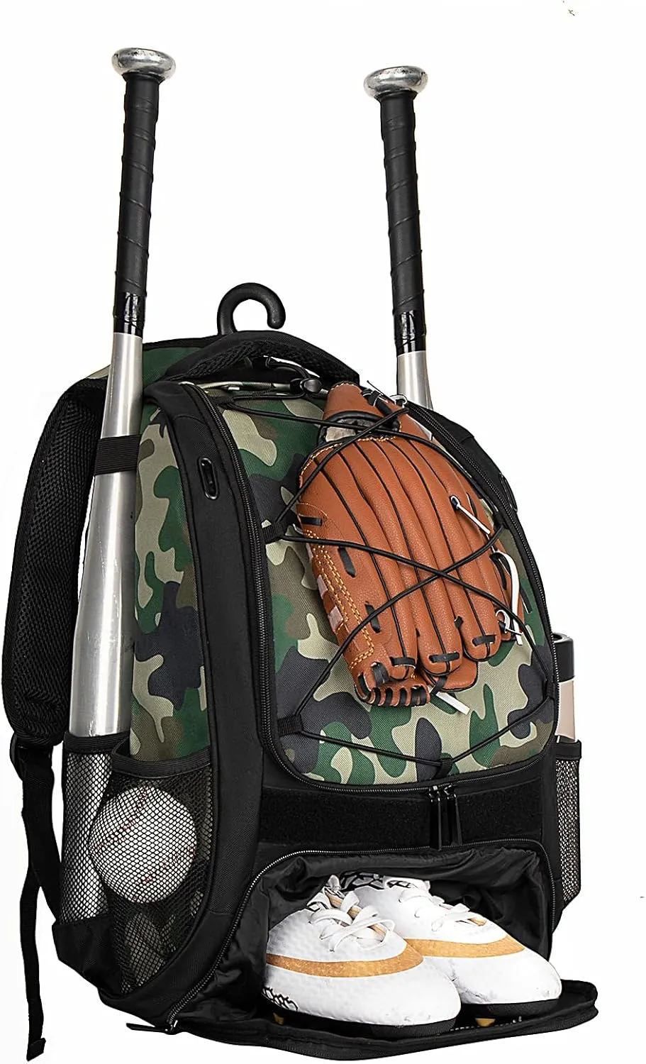 WOLT Youth Baseball Bag - Bat Backpack for Baseball, T-Ball & Softball Equipment & Gear, Bat & Glove Holder, Large Main Compartment for Helmet & accessories, Separate Shoes Compartment, Fence Hook