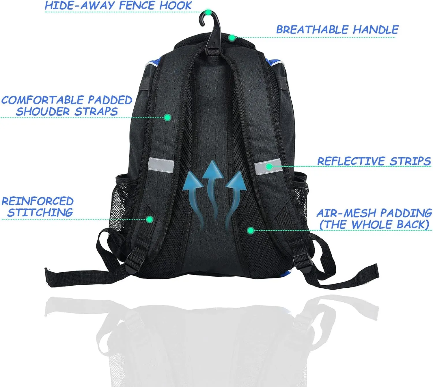 WOLT Youth Baseball Bag - Bat Backpack for Baseball, T-Ball & Softball Equipment & Gear, Bat & Glove Holder, Large Main Compartment for Helmet & accessories, Separate Shoes Compartment, Fence Hook