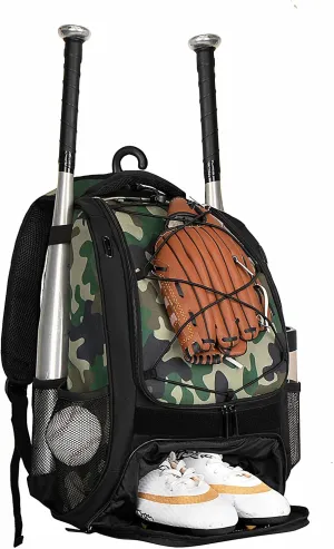 WOLT Youth Baseball Bag - Bat Backpack for Baseball, T-Ball & Softball Equipment & Gear, Bat & Glove Holder, Large Main Compartment for Helmet & accessories, Separate Shoes Compartment, Fence Hook
