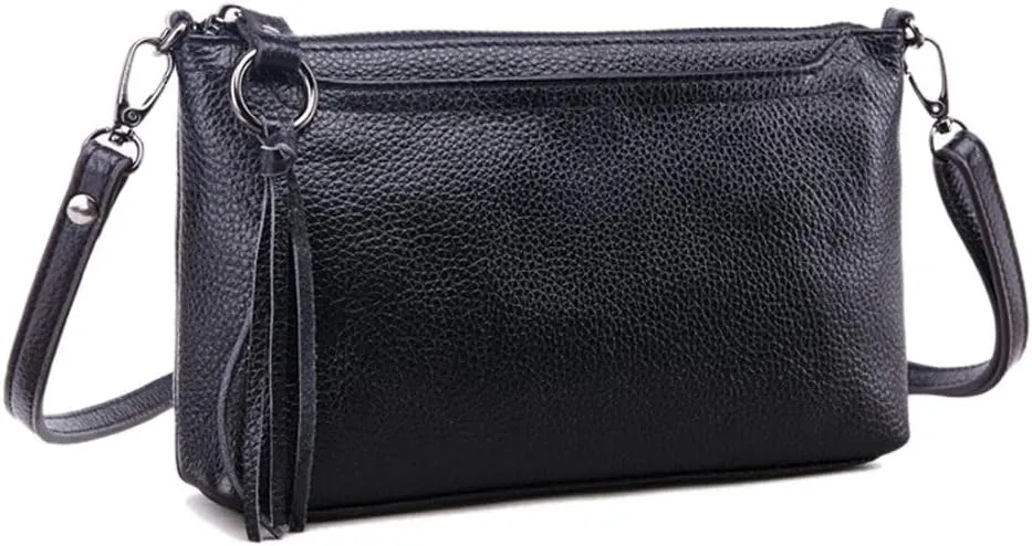 Women Crossbody Bag Genuine Leather Small Clutch Purse Cute Shoulder Bag Zipper Phone Wallet for Ladies