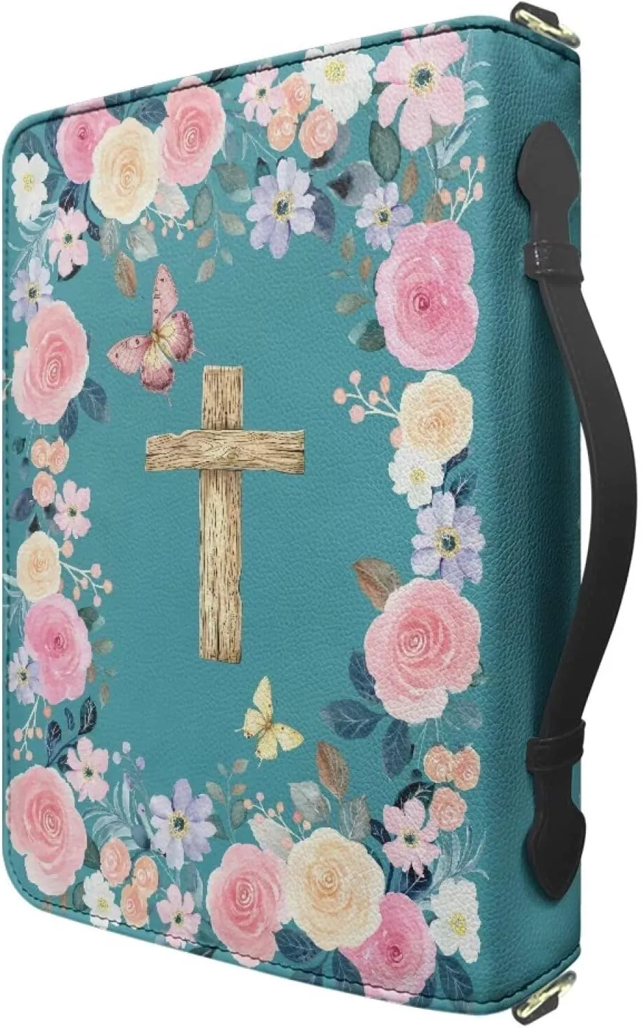 Women Men Bible Cover with Adjustable Strap Shoulder Strap Bag Bible Carrying Case for Church Services