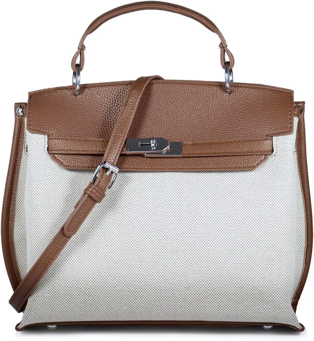 Women Top Handle Satchel Purse Handbag Designer Crossbody Tote Bag Trendy Canvas Shoulder Bag with 2 Detachable Straps