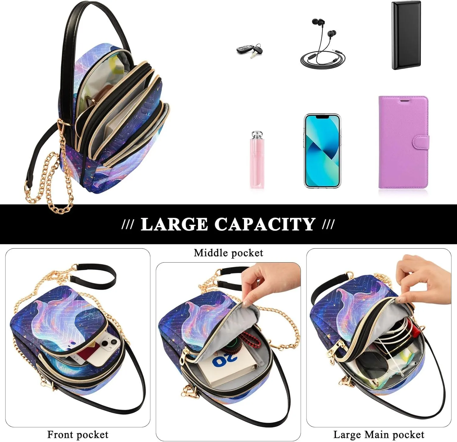 Womens Bags Crossbody Chain Strap Quilted Crossbody Bag