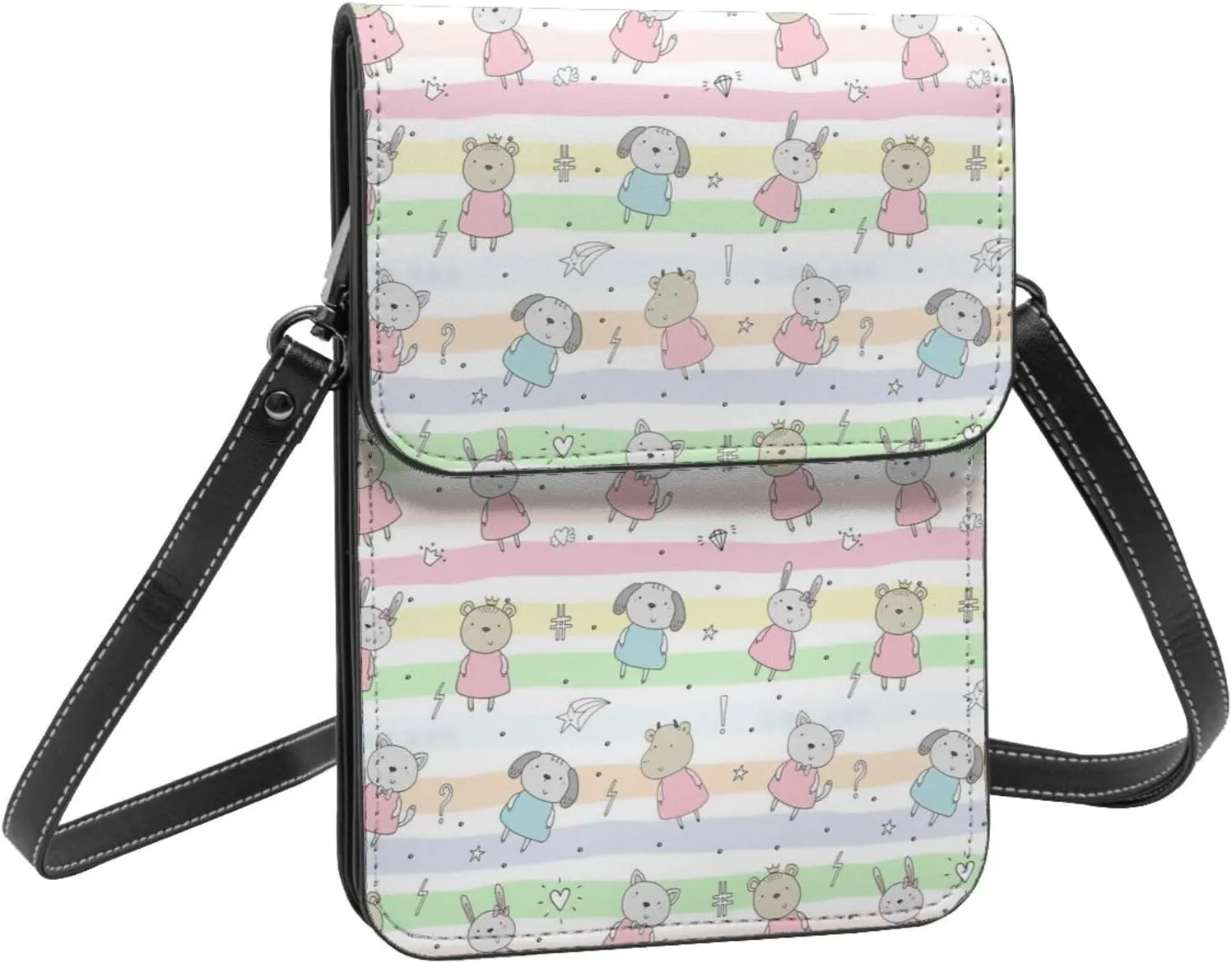 Womens Crossbody Bags Forest Animal Pattern Phone Bag Wallet Purses Adjustable Strap