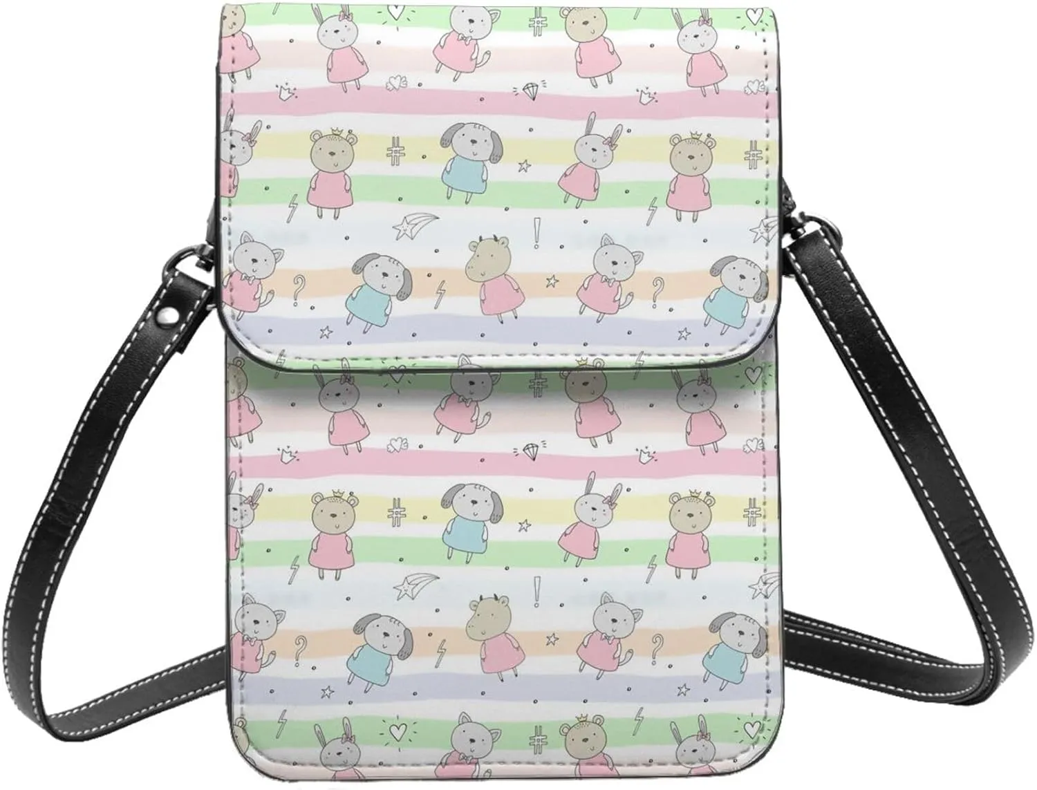 Womens Crossbody Bags Forest Animal Pattern Phone Bag Wallet Purses Adjustable Strap