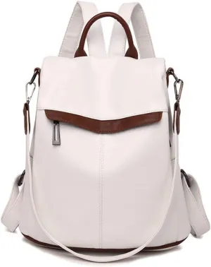 Women's Leather Backpack Multifunctional Backpack School Shoulder Bag(E)