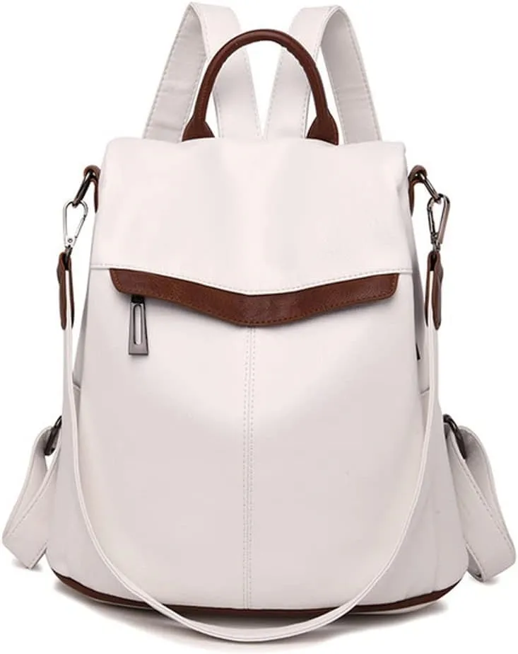 Women's Leather Backpack Multifunctional Backpack School Shoulder Bag(E)