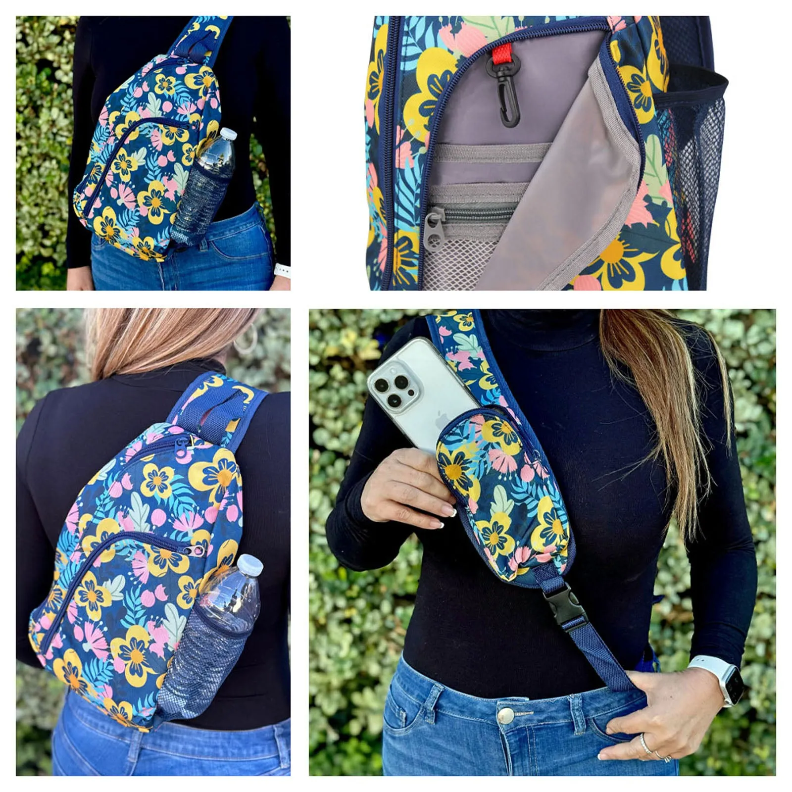 World Traveler Floral 14" Sling Crossbody Backpack Bag