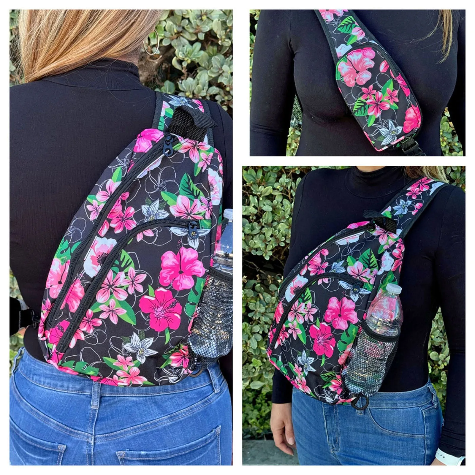World Traveler Floral 14" Sling Crossbody Backpack Bag