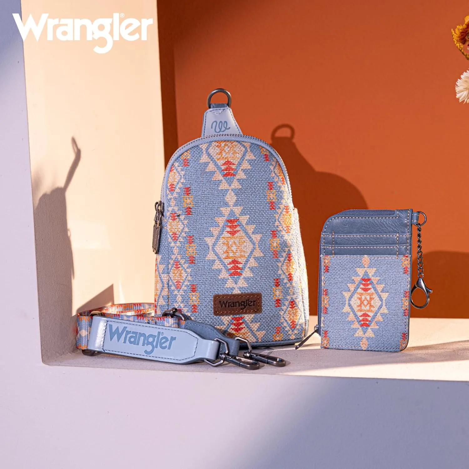 Wrangler Aztec Crossbody Sling Bags for Women Wallet Set