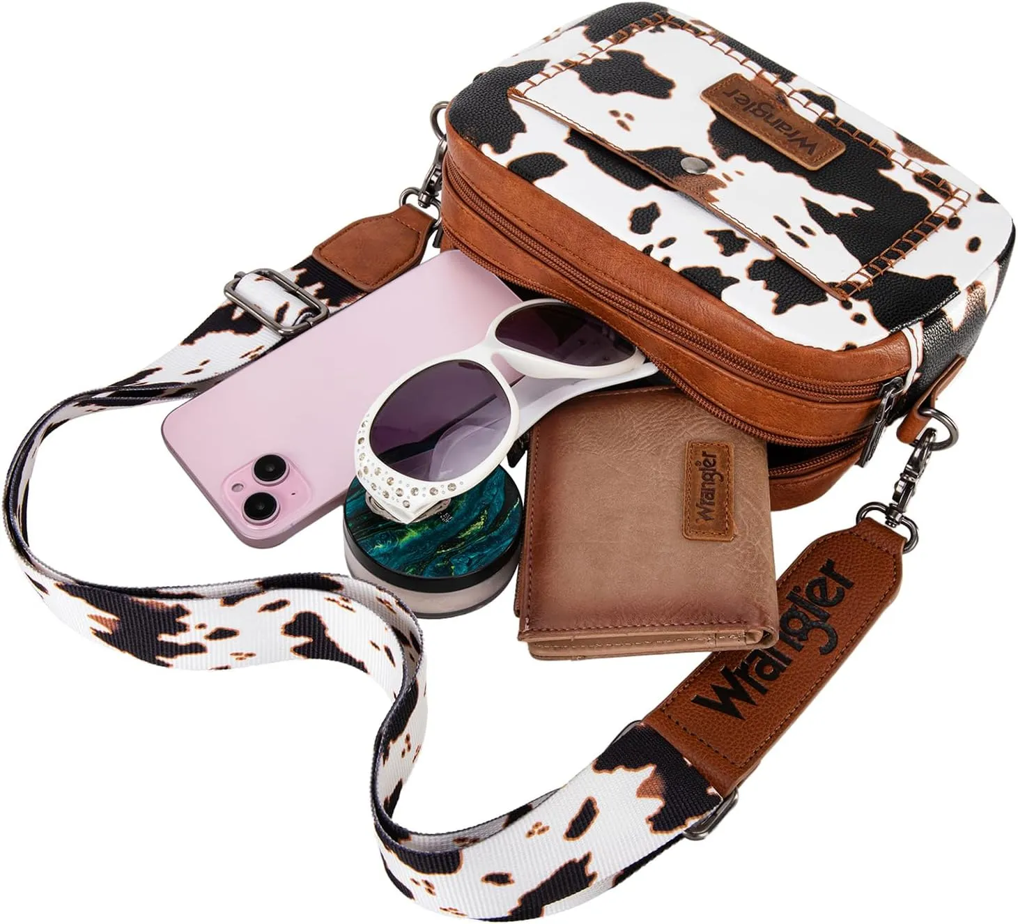 Wrangler Crossbody Purses for Women Trendy Camera Snapshot Bag with Wide Strap
