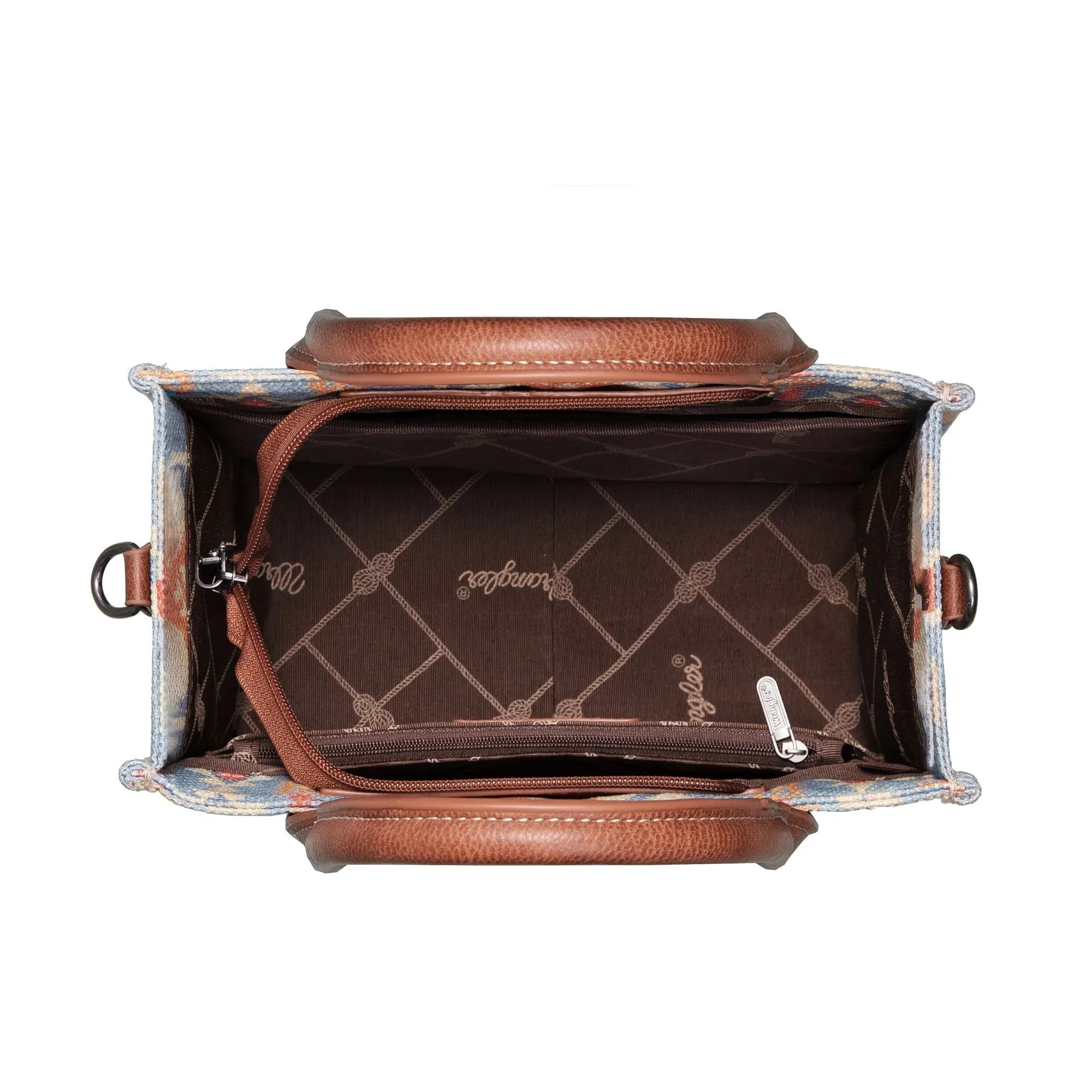 Wrangler Southwestern Print Small Canvas Crossbody - Bown / Blue
