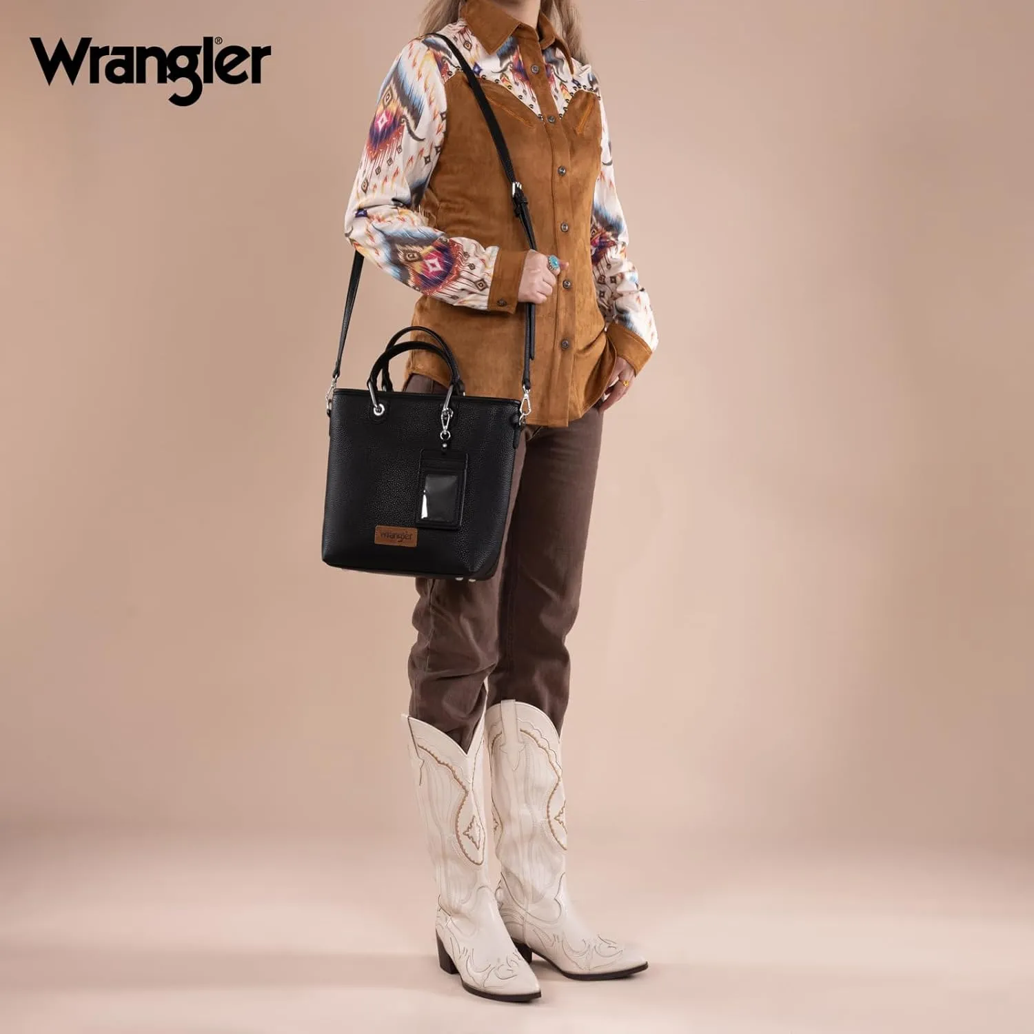 Wrangler Tote Bag for Women Casual Work Top-handle Handbag with Card Holder