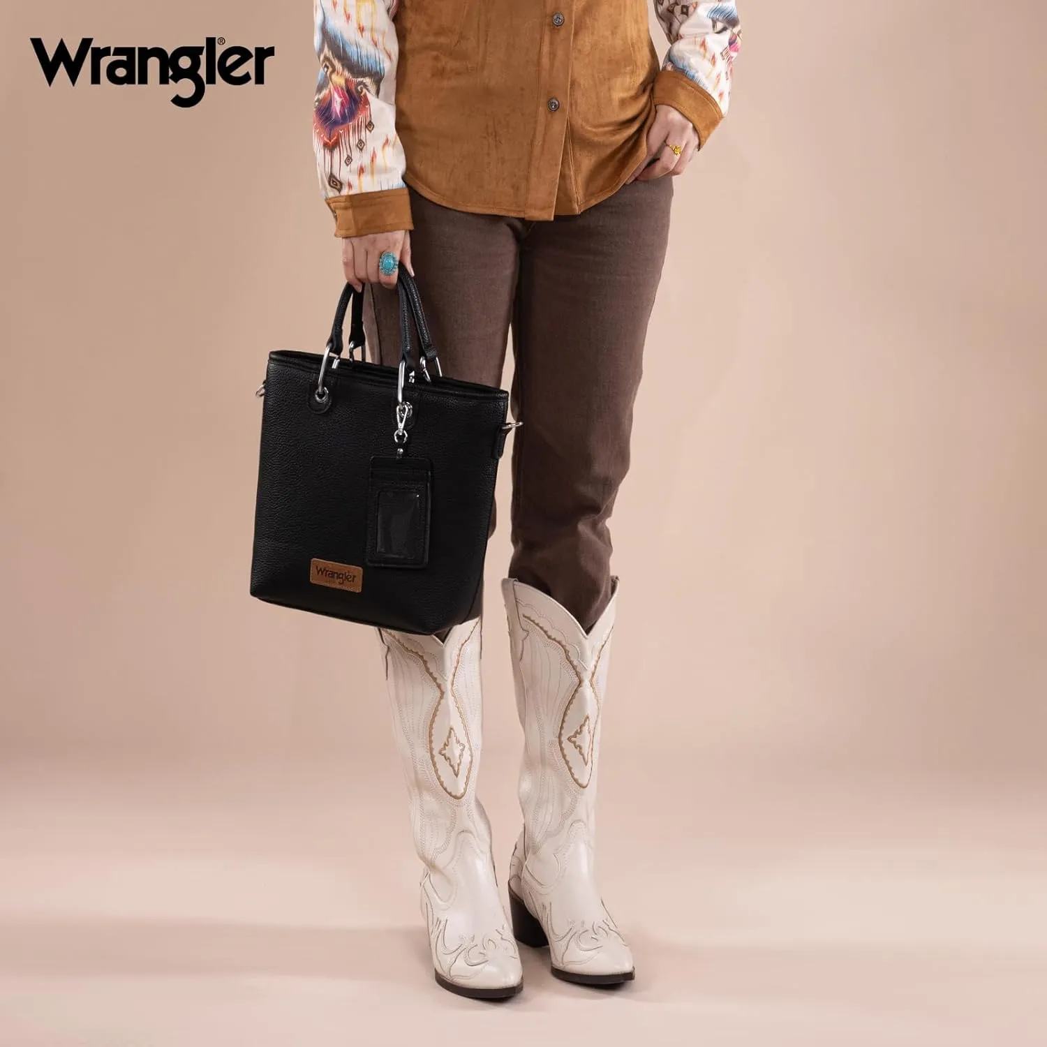 Wrangler Tote Bag for Women Casual Work Top-handle Handbag with Card Holder
